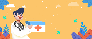 医疗健康蓝黄漫画公众号首图背景