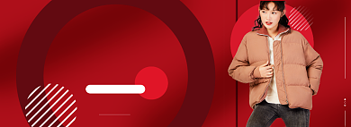 红色简约双12女装banner背景