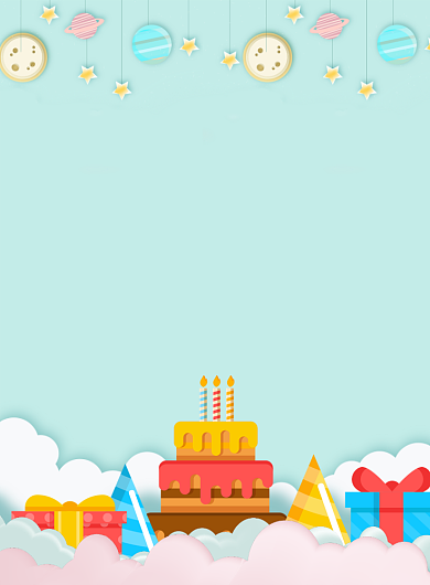 卡通简约生日快乐宣传广告印刷模板海报背景