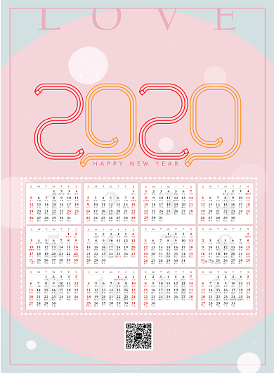 唯美浪漫幸福年日历印刷海报背景