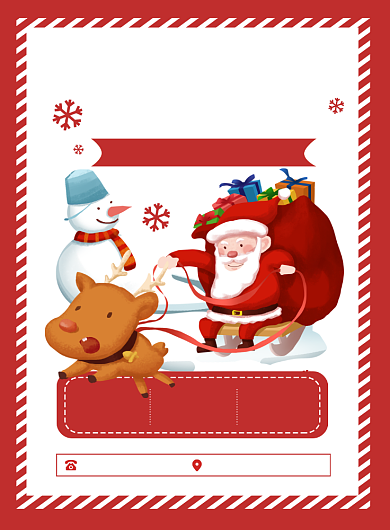 红色扁平化卡通圣诞节促销宣传海报背景