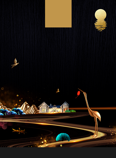 黑金大气房地产开盘印刷海报背景