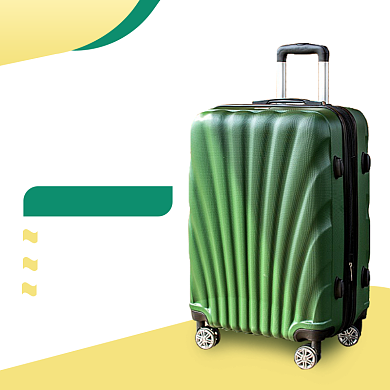 绿色黄色拉杆箱行李箱直通车背景