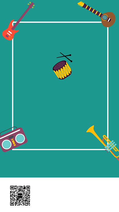 卡通音乐节宣传手机海报模板背景