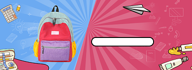 清新卡通开学季书包促销banner背景