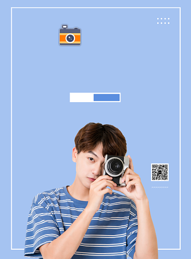 蓝色清新摄影培训课程促销印刷海报背景