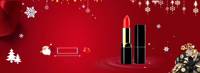 卡通风格圣诞节口红优惠banner背景