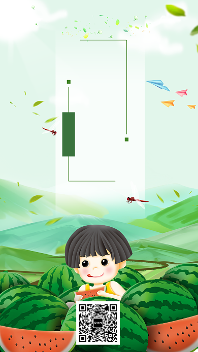 夏日小暑节气西瓜海报背景