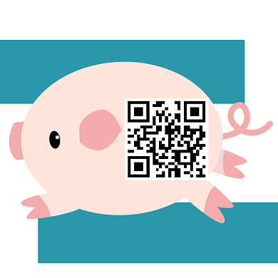 卡通手绘小猪二维码背景