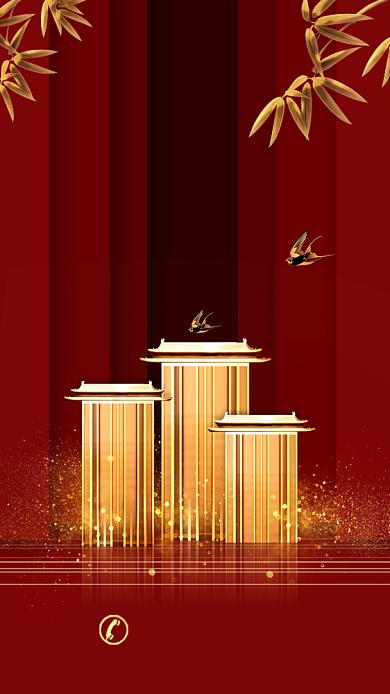 尊享奢华房地产促销手机海报背景