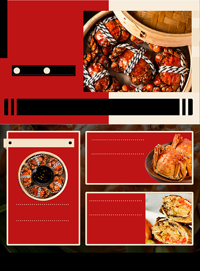 红色扁平化传统美食螃蟹活动宣传海报背景