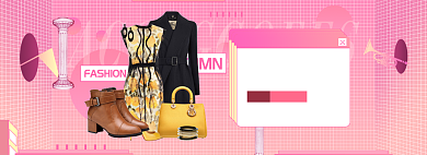 粉色调年货节女装新品促销banner背景