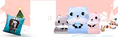 卡通暖冬抱枕淘宝banner背景