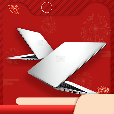 中国风年货节笔记本电脑促销直通车背景