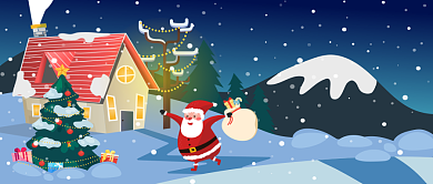 圣诞快乐插画漫画公众号首图背景