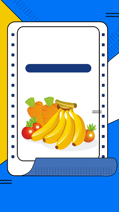 蓝色扁平新鲜蔬果超值抢购手机海报背景