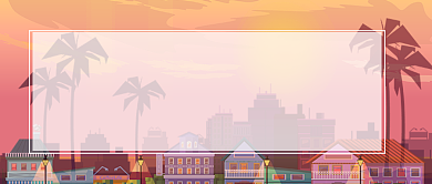 黄昏度假卡通住宅选址攻略房地产宣传广告微信公众号素材图片背景