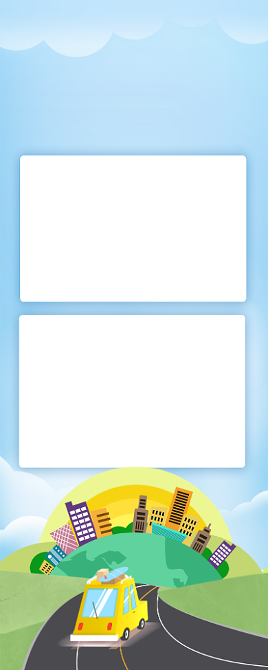 蓝色卡通日本旅游攻略长图手机海报背景