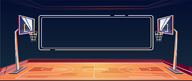 插画简约篮球社招新公众号首图背景