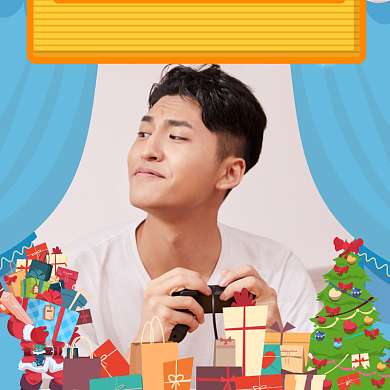 天蓝清新圣诞快乐头像淘宝直通车图片背景