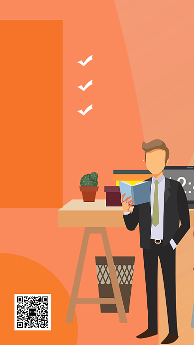 商务教育培训UI风格手机海报背景