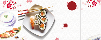 日本寿司卡通优惠券背景