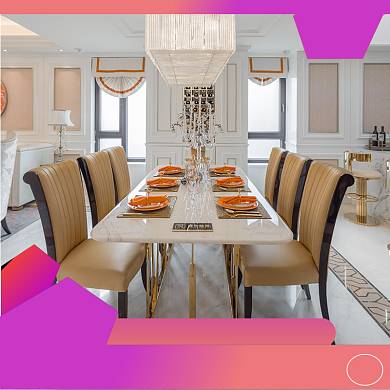 白色简约风餐桌热卖直通车背景