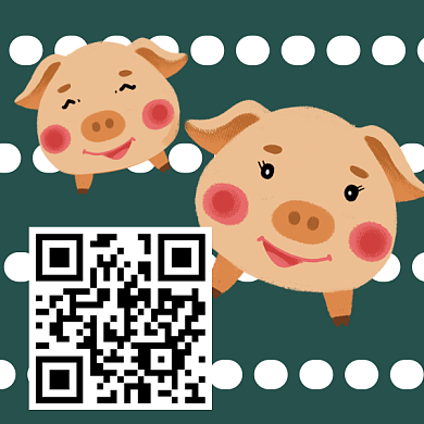 卡通可爱小猪二维码背景