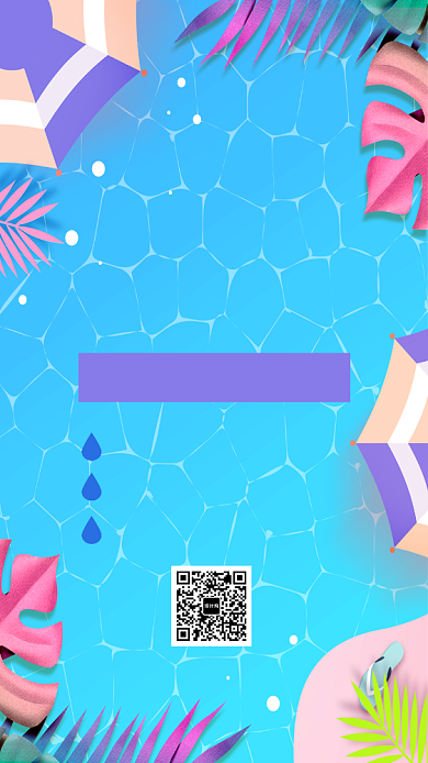 蓝色泳池手机海报背景