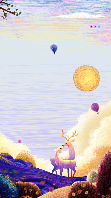 插画清新暖春手机宣传海报背景