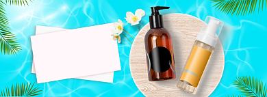 补水套装美容护肤品树叶花朵淘宝banner背景