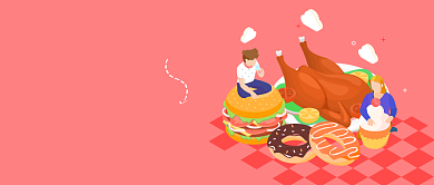 吃饱了才有力气减肥卡通漫画公众号首图背景