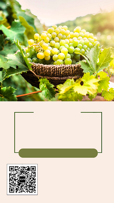 绿色简约美味葡萄手机海报背景