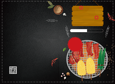 黑色质感简约美味烧烤菜单二折页模板背景