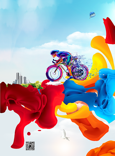 炫彩生命不息运动不止广告印刷海报模板背景