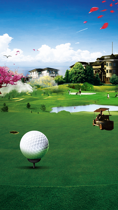 高尔夫度假村手机海报背景