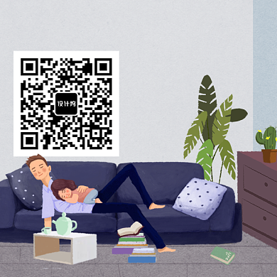 手绘插画简约新媒体二维码关注背景