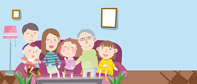 手绘家庭国际家庭日卡通公众号首图背景