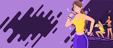 紫色健身房全民运动多边形宣传广告微信公众号素材图片背景