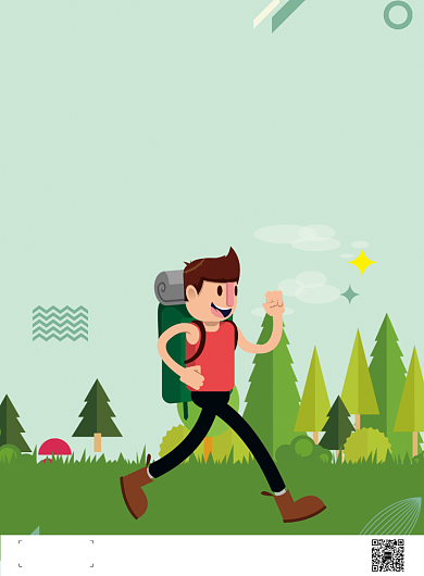 绿色卡通健康徒步宣传推广海报背景