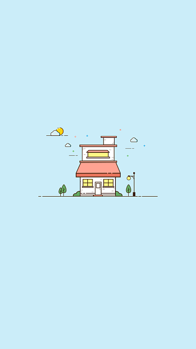 小房子插画手机壁纸背景