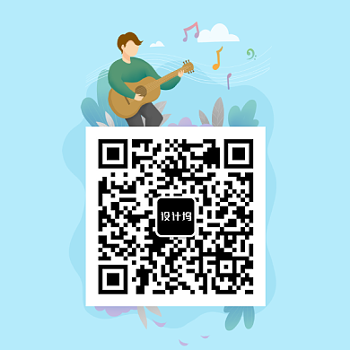 卡通人物音乐二维码背景