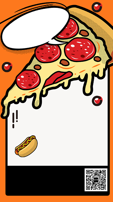 创意插画外卖优惠促销手机海报背景