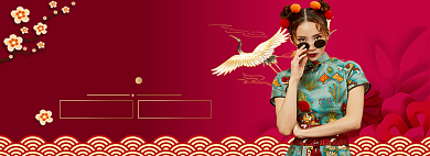 女士服装国潮海报banner背景