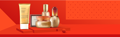 2019新年喜庆化妆品banner背景