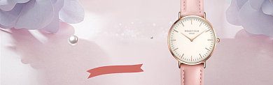 爱在七夕复古粉色手表配饰主图淘宝banner背景