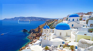 圣托里尼旅游夏日手机海报背景