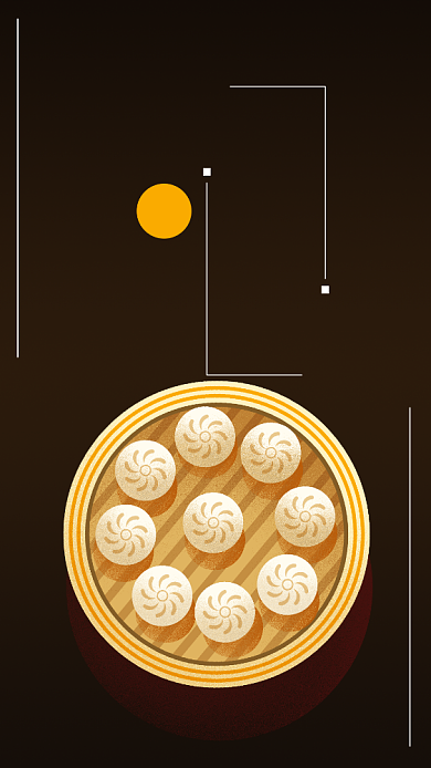 小笼包店手机海报宣传背景