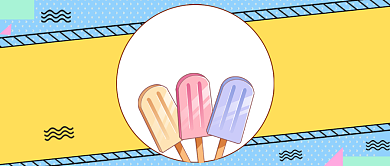 清爽蓝色夏日美食冰激凌卡通公众首图背景