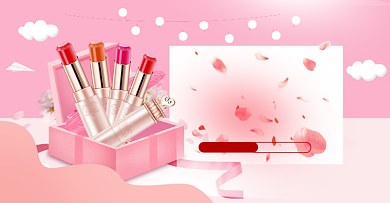 淘宝天猫新势力周秋上新美妆口红粉饼海报背景